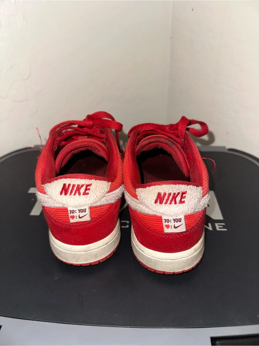 Nike Kids Red Low-Top Lace-Up Sneakers with White Swoosh